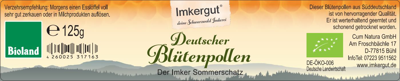 Deutscher Blütenpollen Etikett von vorne 